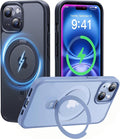 CASEKOO for iPhone 15 Case with Magnetic Invisible Stand [Military Drop Protection] [Compatible with MagSafe] Shockproof Slim Translucent Matte Case 6.1 Inch, Black, for Man/Woman