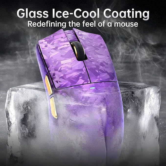 ATTACK SHARK X11 Ultra 8K Carbon Fiber Wireless Gaming Mouse with 42000 DPI-PAW3950 MAX Sensor-63g Lightweight,Nordic 54L15 MCU Chip,Wired/BT/2.4Ghz,100 Million Clicks,Programmable for PC Mac(Purple)