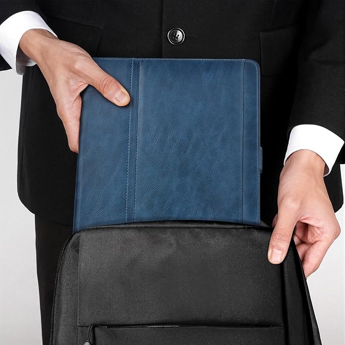 Handmade Case for iPad Pro 13 Inch (M5/M4) 2025/2024 with Pencil Holder Pocket,Magnetic Closure,Auto Sleep/Wake,Vegan Leather Folio Protective Cover,Multi Angles Stand,Dark Blue
