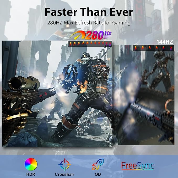 InnoView 18.5 Inch 280Hz Portable Gaming Monitor,2K QHD 100% sRGB Portable Monitor Gameplus HDR FreeSync Laptop Monitors,Portable Screen for PC Phone Game Console