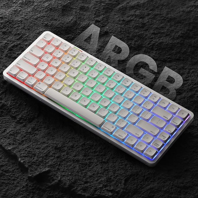 Akko Air 01 Low Profile Wireless Mechanical Keyboard RGB Backlit, Hot Swappable Native Mac Layout 2.4GHz/Wired/BT Aluminum Gaming Keyboard, Cloudy White, Kailh Drift