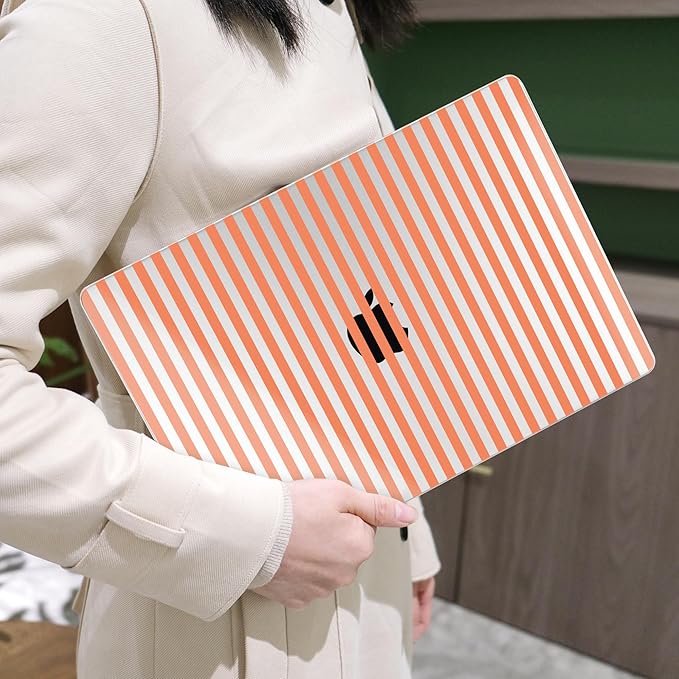 MEEgoodo Case for M5/M4/M3/M2 MacBook Air 15 inch Case 2026 2025 2024 2023, Laptop Shell Fit Model (A3448/A3241/A3114/A2941) for MacBook Air 15.3-inch, Orange Stripes