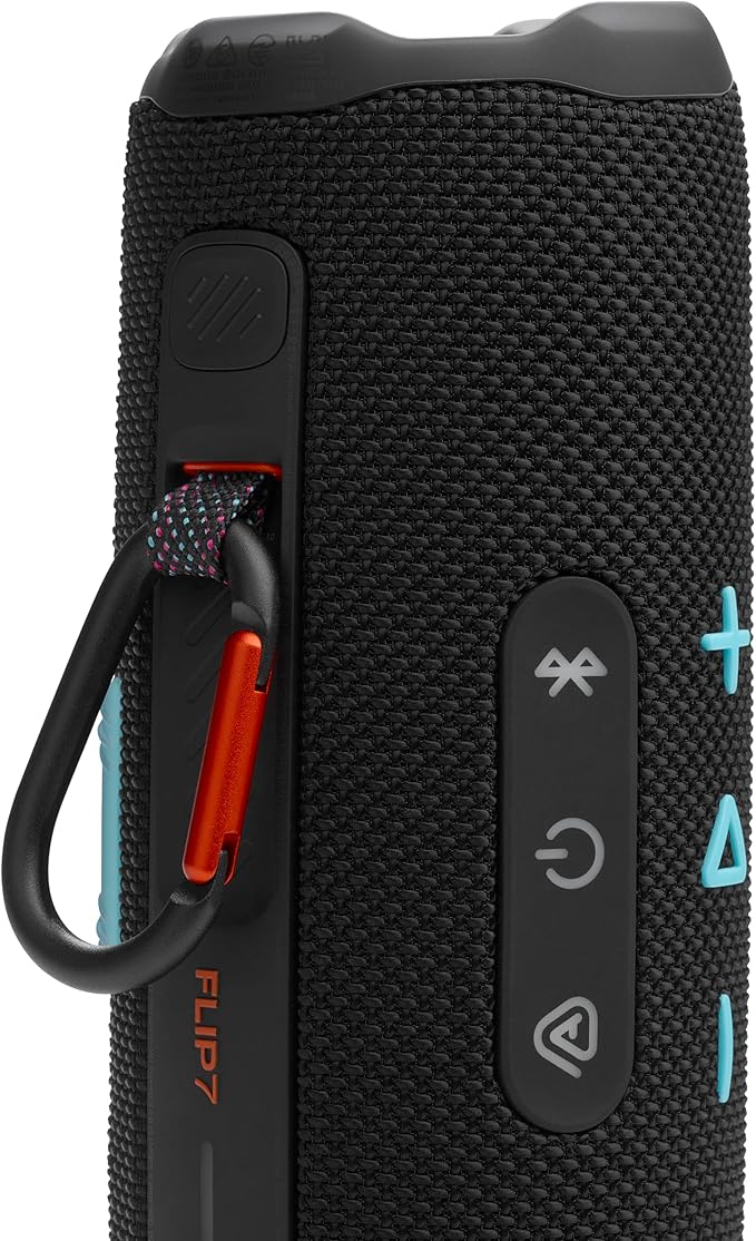 JBL Flip 7 - Portable Waterproof and Drop-Proof Speaker, Bold JBL Pro Sound with AI Sound Boost, 16Hrs of Playtime, and PushLock System with Interchangeable Accessories (Black/Orange)