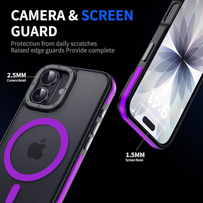 Strong Magnetic for iPhone 17 case [10Ft Military-Grade Protection] Compatible with fit MagSafe Shockproof Slim Thin Cover case for iPhone 17 6.3 inch, Purple Bumper
