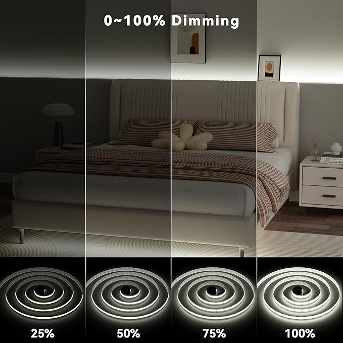 PAUTIX COB LED Strip Lights 2700K-6500K CCT Tunable White UL-Listed Dotless LED Lights with RF Remote,16.4ft Super Bright Dimmable 24V Tape Light,for Under Cabinets Bedroom Kitchen Office Lighting