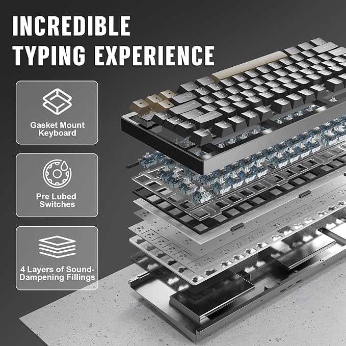 YUNZII AL75 PRO 75% Wireless Mechanical Gaming Keyboard,Full Aluminum CNC,BT/2.4G/Wired,PBT Keycaps,Gasket Mounted Hot Swap,Custom RGB Backlight, Programmable for Mac/Win (Black, Gateron Zero)