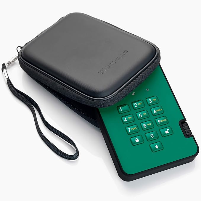 iStorage diskAshur2 HDD 4TB Green | Secure portable hard drive | Password protected | Dust & water resistant | Hardware Encryption