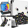 Uppuppy for iPad Pro 12.9 Case Folio Cover with Pencil Holder Women Girls Cute Girly Teens Kawaii Stars Pretty Cartoon Aesthetic Rotating Stand for iPad Pro 12.9 Inch Cases 2022/2021/2020/2018