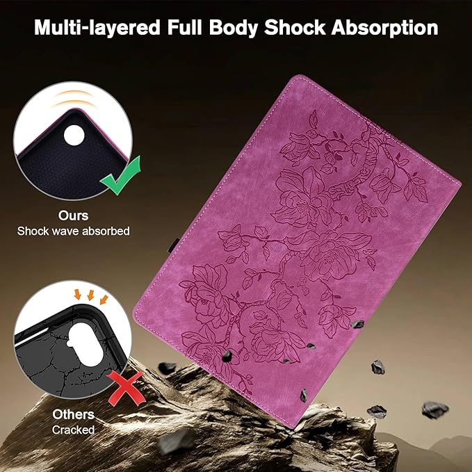 Case for iPad Air 11 inch M4/M3/M2(2026/2025/2024), iPad Air 5th /4th Gen (2022/2020) 10.9 inch, Auto Wake/Sleep Slim PU Leather Folio Cover with Multi-Angle Stand and Pen Holder, Rose