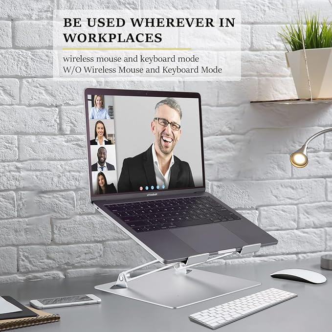 Laptop Stand for Desk, Ergonomic Aluminum Laptop Stand Adjustable Height, Foldable Laptop Riser for 10-17 Inchs Laptop(Black)