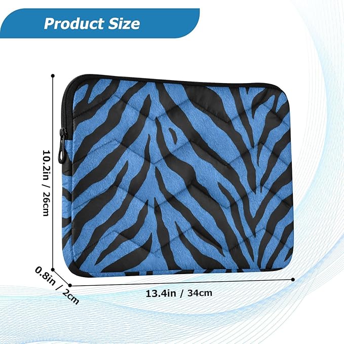 Laptop Case Sleeve, Blue Tiger Print Black Wild Animal Shockproof Protective Computer Carrying Cover, Briefcase Handbags 13-13.3inch Laptop Sleeve Bag