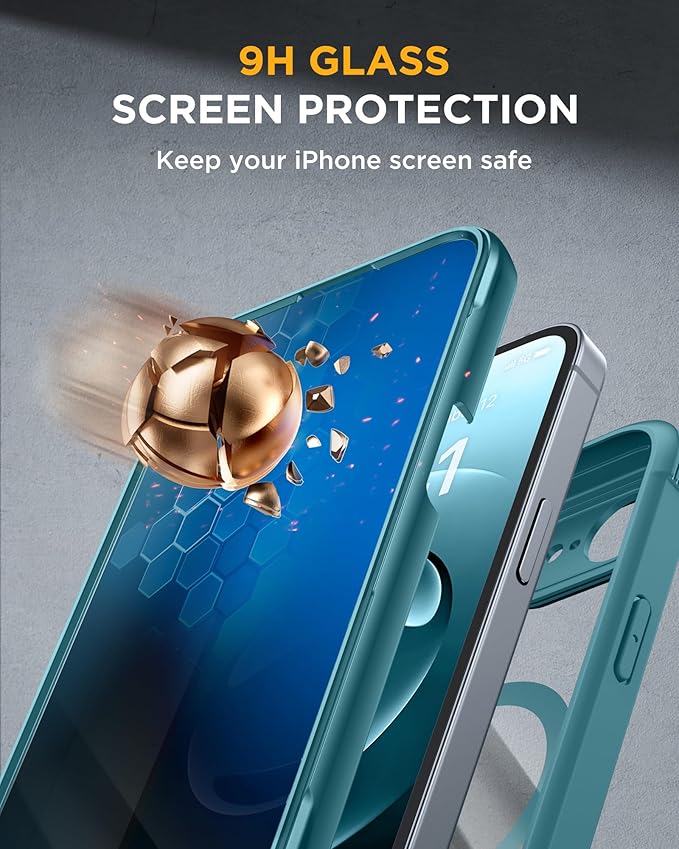 Miracase for iPhone 17e & 16e Case with Built-in Private Screen Protector, [Magnetic with MagSafe] Full-Body Phone Cover Military Drop Proof 17 E/ 16 E Bumper 6.1 inch, Green