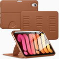 VIKESI Case for iPad mini 7 (A17 Pro) and iPad mini 6,Multiple Angles Magnetic Stand Cover,Shockproof Soft Back,Pencil Holder,and Auto Sleep/Wake,Brown