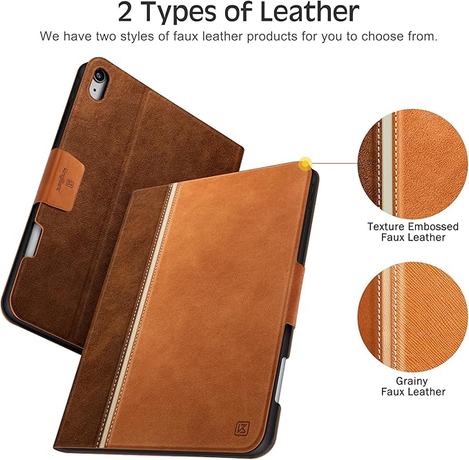 KingBlanc Case for iPad Air 13-inch M4/M3/M2 (2026/2025/2024) with Pencil Holder, Vegan Leather Cover, Auto Wake/Sleep, Multi-Angle Stand for Viewing & Drawing, Pencil Pro & USB-C Compatible, Brown