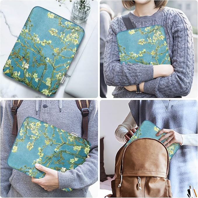 MoKo 9-11 Inch Tablet Sleeve Bag Carrying Case Fits New 11inch iPad Air M4, iPad A16 2025, iPad Pro 11 M4, Air 5/4/3, iPad 10/9/8th Gen, Tab S8/S9 11", Tablet Carrying Case, Apricot Flower