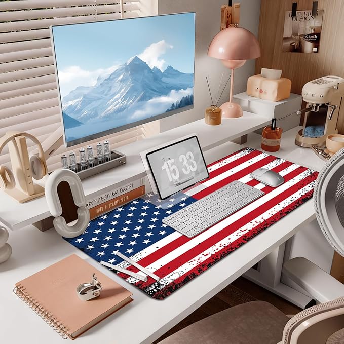 Gaming Mouse Pad - (31.5"×11.8") American Flag Large Mouse Pads for Desk - Desk Mat for Keyboard and Mouse with Non-Slip Base, Desks Pad Matfor Game/Office & Home
