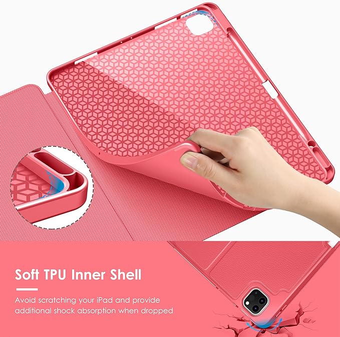 VIKESI Case for iPad Pro 12.9 6th / 5th / 4th / 3rd Generation Case 2022/2021/2020/2018,Multiple Angles Magnetic Stand Cover,Shockproof Soft Back,Pencil Holder,and Auto Sleep/Wake,Red