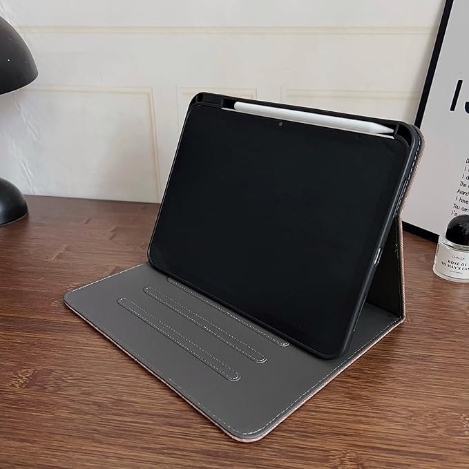 Brown Designer PU Leather Case for iPad 11th Generation 11-inch (2025, A16) & iPad 10th Generation 10.9-inch (2022), Soft TPU Back Cover with Pencil Holder, Multi-Angle Stand, Auto Sleep/Wake Function