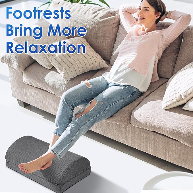 CushZone Foot Rest,Desk & Gaming Accessories,Foot Rest for Under Desk at Work,Comfortable Footrest with 2 Adjustable Heights & Removable Cover, Office Desk Accessories（Gray-20 in）