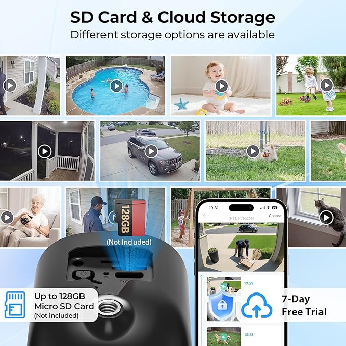Security Cameras Wireless Outdoor 2K WiFi Wireless Cameras Battery Powered for Home Security Indoor,AI Motion Detection,Color Night Vision,Spotlight,Siren Alarm