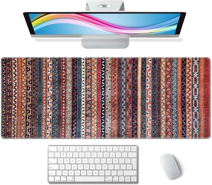 Cute XL Gaming Mousepad - Turkish Carpet Pattern Desk Pad - 31.5''X 11.8'' - Cute Desk Decor & Accessories