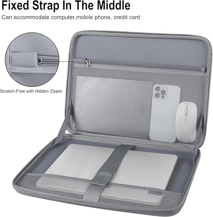 DOMISO 15.6-16 Inch Laptop Hard Case, Waterproof Shockproof Hard Shell Protective covers for laptop computers for Macbook Pro/Lenovo IdeaPad/HP ENVY/Dell XPS, Silver