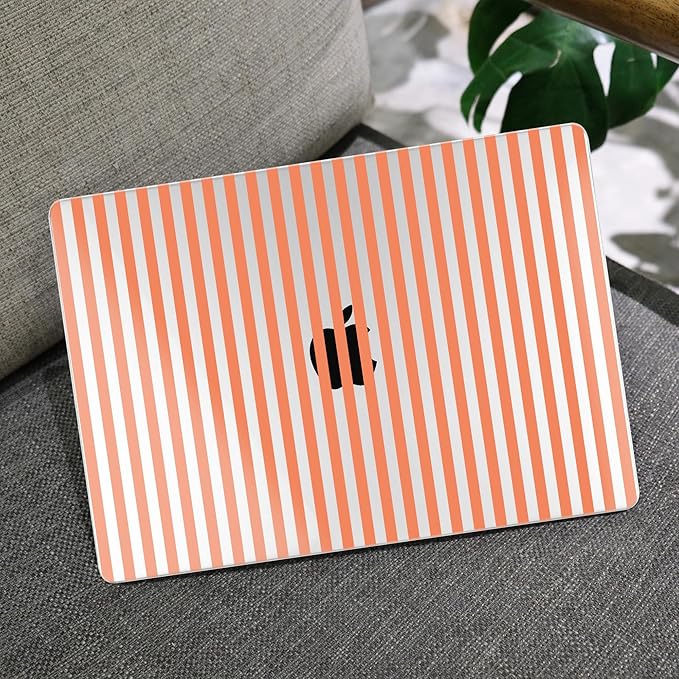 MEEgoodo Case for M5/M4/M3/M2 MacBook Air 15 inch Case 2026 2025 2024 2023, Laptop Shell Fit Model (A3448/A3241/A3114/A2941) for MacBook Air 15.3-inch, Orange Stripes