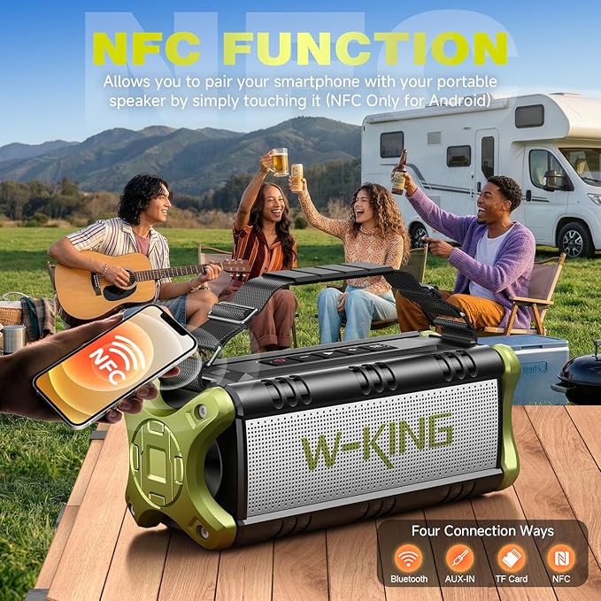 Portable Speakers Bluetooth Wireless, 90W Max Loud Outdoor Speaker with 50W Deep Bass, Boombox Sound, IPX6 Waterproof, 40H, EQ, Dual Pairing, Subwoofer *2, TF, Large Speaker for Beach/Garage/Jobsite