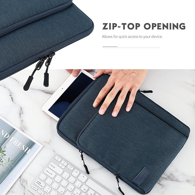 MoKo 9-11 Inch Tablet Sleeve Bag Carrying Case with Storage Pockets Fits New 11-inch iPad Air M4 2026/iPad Pro M5, iPad Pro/A16 11, iPad Air 5/4th 10.9, iPad 9/8th 10.2, Tab S8/S9 11, Indigo