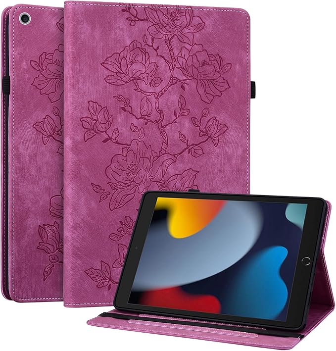 Case for iPad 9th/8th/7th Generation 10.2 Inch 2021/2020/2019, for iPad Air 3rd Gen/Pro 10.5 Inch,Auto Wake/Sleep Slim PU Leather Folio Cover with Multi-Angle Stand and Pen Holder, Rose