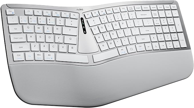 Nulea RT07B Wireless Ergonomic Keyboard - Split Keyboard, Wrist Rest, Natural Typing, Bluetooth and USB Connectivity, USB-C Rechargeable,Compatible with Windows Mac (Pink)