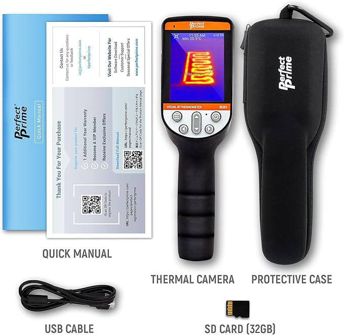 PerfectPrime IR281 / IR0281, Infrared (IR) Thermal Imager & Visible Light Camera/Video Record 32,136 Pixels & Temperature Range from -40 to 626°F