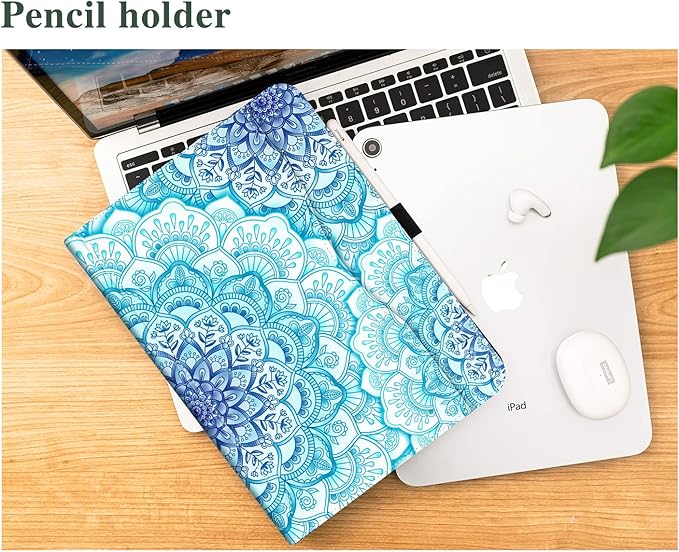 Vimorco Case for iPad (A16) 11th Generation 2025, for iPad 11th/10th Generation Case, Faux Leather Protective Adjustable Cover, Auto Sleep/Wake, Card Pocket with Pencil Holder, Green Mandala