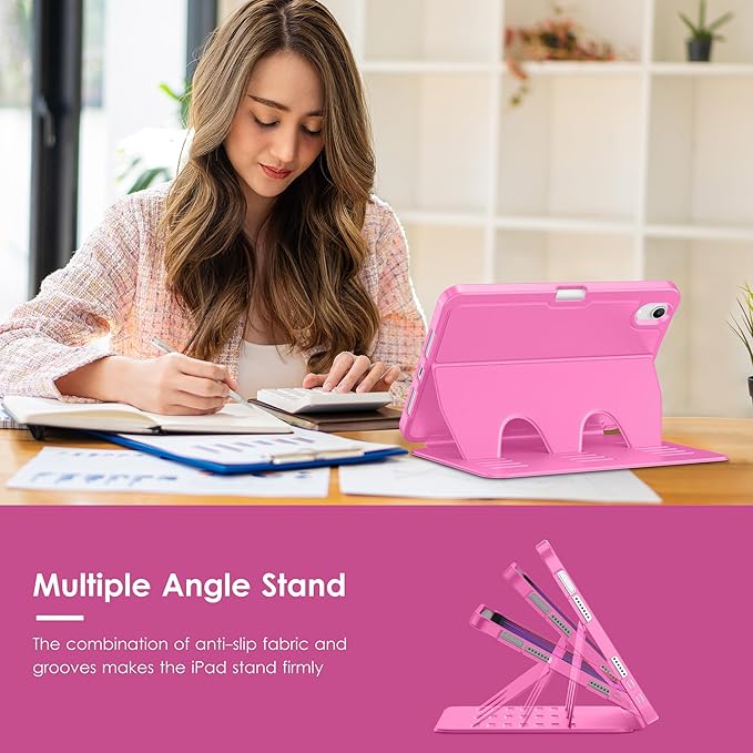VIKESI Case for iPad mini 7 (A17 Pro) and iPad mini 6,Multiple Angles Magnetic Stand Cover,Shockproof Soft Back,Pencil Holder,and Auto Sleep/Wake,Rose