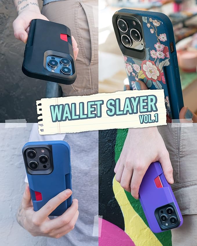 Smartish® iPhone 14 Pro Wallet Case - Wallet Slayer Vol. 1 [Slim + Protective] Credit Card Holder - Drop Tested Hidden Credit Card Slot Cover for Apple iPhone 14 Pro - Custom Prints