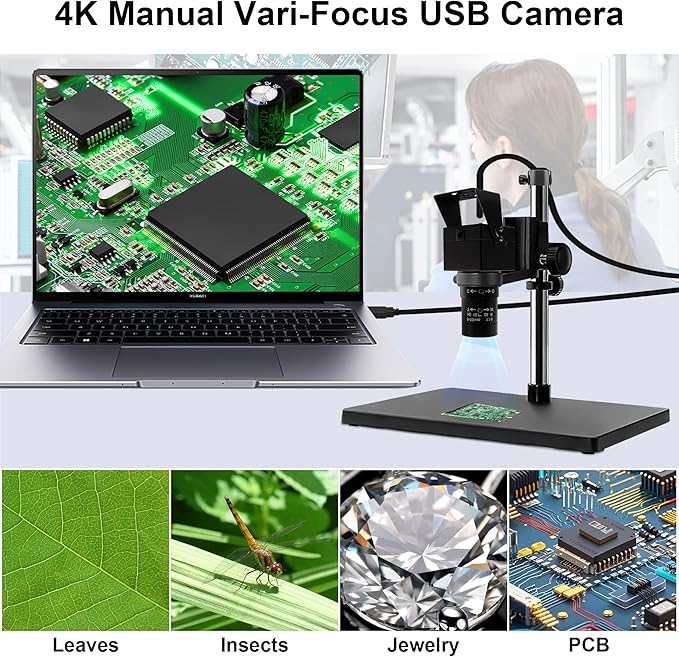 4K Ultra HD USB Webcam, 5-50mm 10X Optical Manual Zoom Lens, 2160P High Definition Camera for Live Streaming, Video Conference, Lightburn, Plug & Play for Windows Mac OS Linux