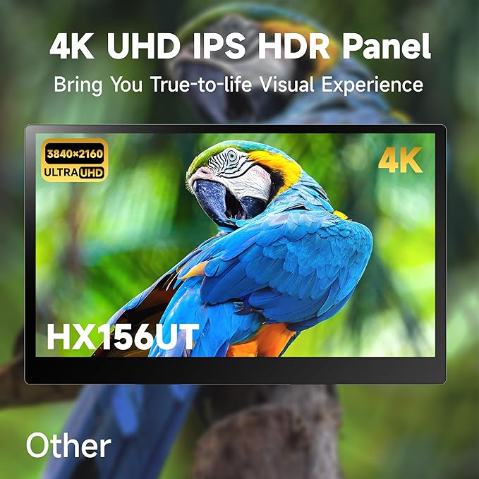 15.6" Portable Monitor 4K OLED Touchscreen, 100% Adobe RGB 10-Bit Color, USB-C External Display for Laptop, PC, Mac, Phone, Gaming, with Smart Cover & Stand