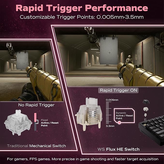 Mechanical Keyboard, Chilkey Slice75 HE Gaming Keyboard Wired, 75% Hall Effect Magnetic Aluminum Keyboard with WS Flux HE Clacky Switch, Rapid Trigger, 8K Polling, Per-Key RGB Custom, PC/Mac Support
