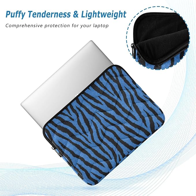 Laptop Case Sleeve, Blue Tiger Black Animal Print Shockproof Protective Computer Carrying Cover, Briefcase Handbags 13-13.3inch Laptop Sleeve Bag