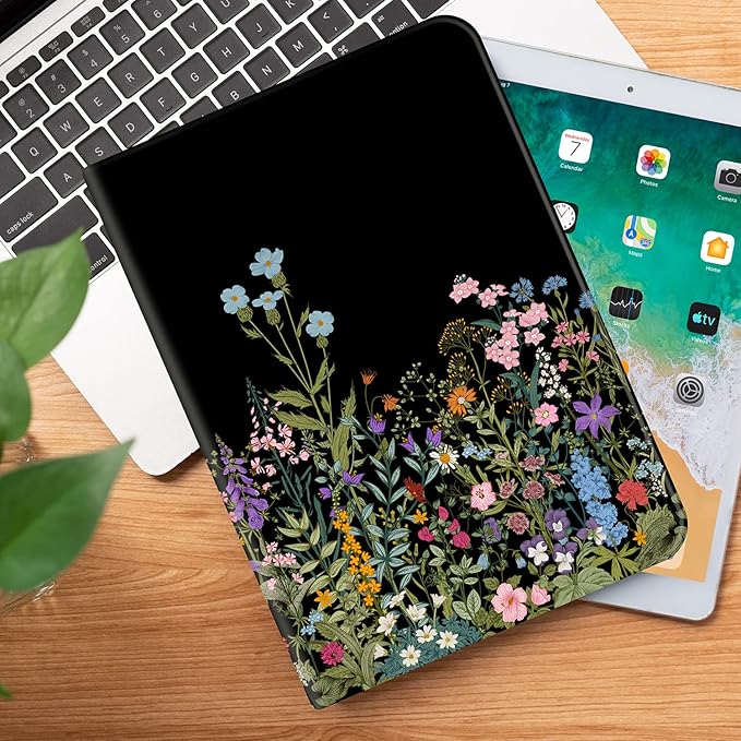 for iPad Air 2/1 Case 2014/2013, for iPad 5Th/6Th Generation Case 2017/2018 9.7-inch, Auto Wake/Sleep, Adjustable Stand, Flowers