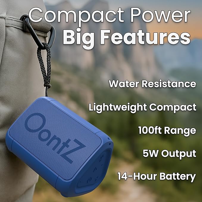 OontZ Angle Solo Portable Bluetooth Speaker - Ultra Portable, 14 Hours of Playtime, 100ft Wireless Range, Waterproof, Budget-Friendly Speaker for Travel, Outdoor or Home, Great Gift (Blue)