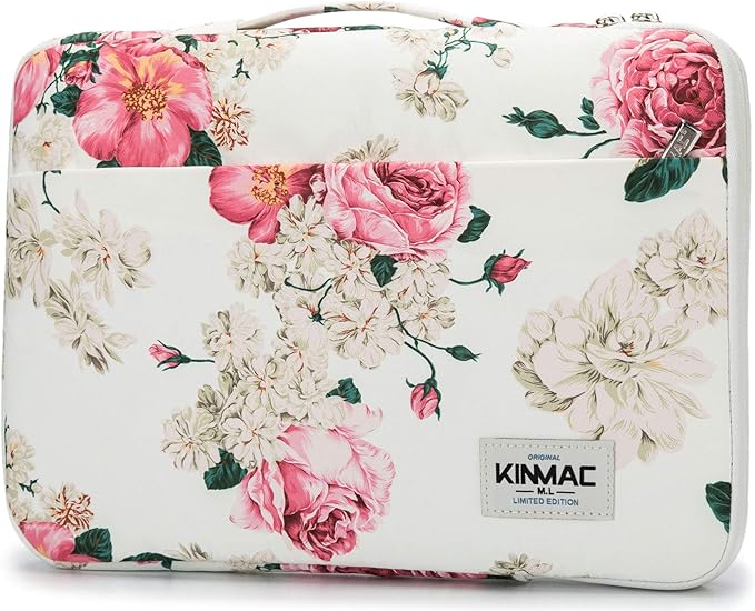 Kinmac 360° Protective Laptop Sleeve Case Bag Cover with Handle for MacBook Air 15 inch, and 15 inch-15.6 inch HP,Lenovo,Dell,ASUS,Acer Notebook Computer (Peony)