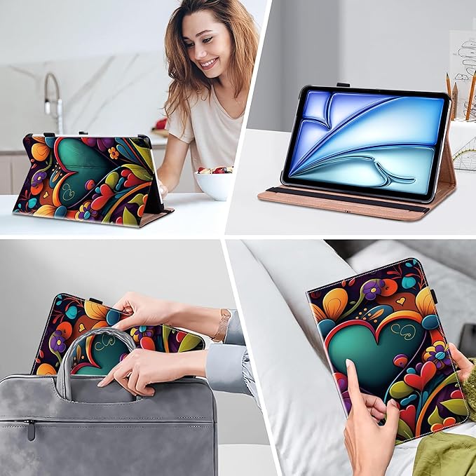 Compatible with iPad Air 11 Inch Case 8th/7th/6th Generation (M4/M3/M2) 2026/2025/2024, for iPad Air 5th/4th Generation Case 10.9 Inch 2022/2020 with Pencil Holder & Card Slots - Watercolor