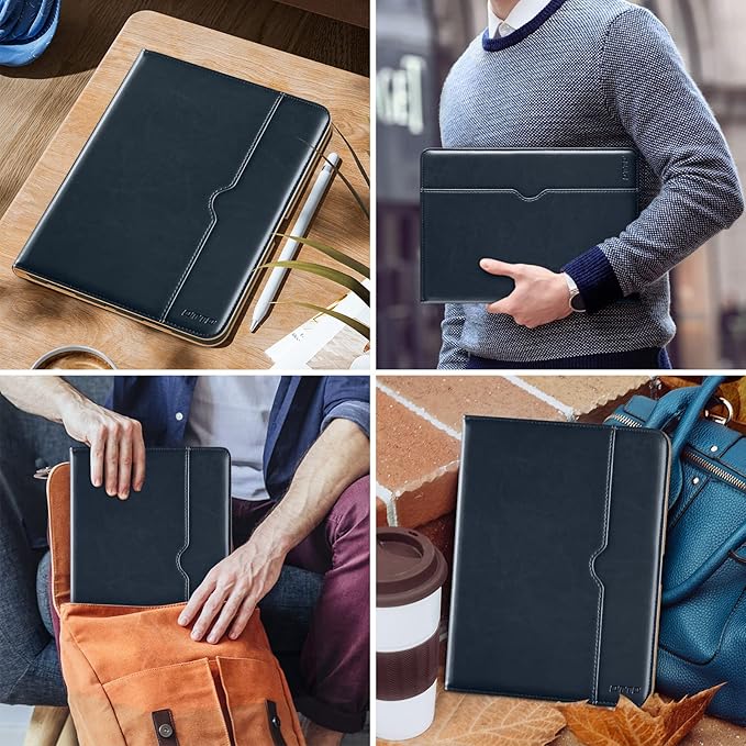 DTTO iPad Pro 12.9 6th / 5th / 4th / 3rd Generation Case 2022/2021/2020/2018, Premium Leather Folio Stand Cover with Built-in Apple Pencil Holder -Auto Wake/Sleep and Multi Viewing Angles,Blue