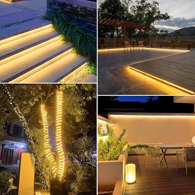 LED Strip Lights Outdoor LED Lights Waterproof AC 110V 600LED 3000k LED Rope Lights for Indoor, Outdoor, Garden, Lawn, Kitchen, Staircase, Room Decoration Lighting