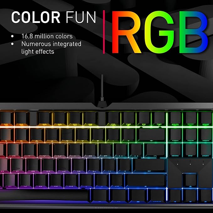Cherry MX 3.0S, Wired Mechanical Gaming Keyboard, Robust Aluminum Housing, RGB-Lighting, Full Key Rollover, Anti Ghosting, MX2A Silent RED Switches, Black