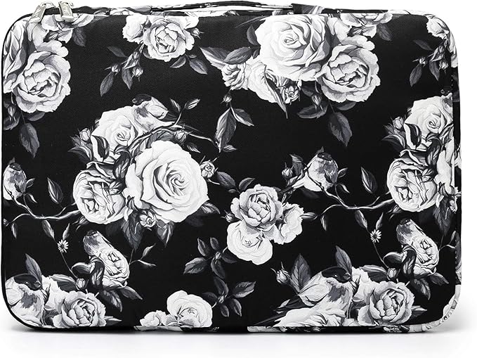 Kinmac 360° Protective Laptop Sleeve Case Bag Cover with Handle for MacBook Pro 16 inch,16 inch HP,Lenovo,Dell,ASUS,Acer Ultrabook and Business Laptop (White Rose)