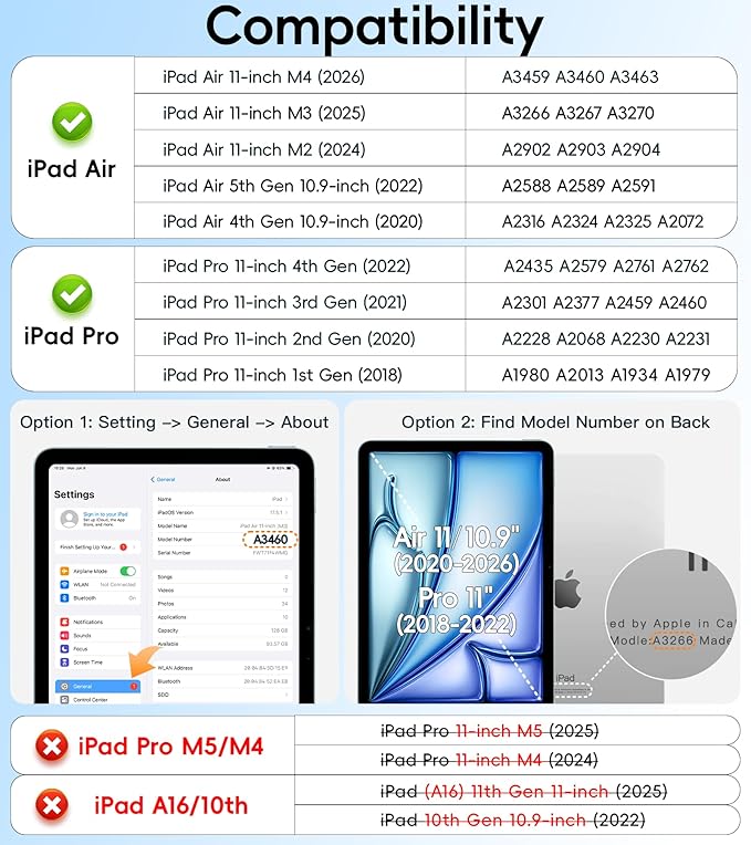 BATYUE Case for iPad Air 11-inch M4(2026)/M3(2025)/M2(2024), iPad Air 4/5 10.9" & Pro 11" 2018-2022 - Shockproof Case with 360° Rotating Stand & Handle, Pencil Holder, Shoulder Strap, Lavender