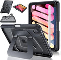Case for iPad mini 7 A17 Pro Case, iPad mini 6 Case with Pencil Holder,Multi-Angle Ultra Stable Dual Stand,Slim Duty Shockproof Protective Case with Kickstand,Black