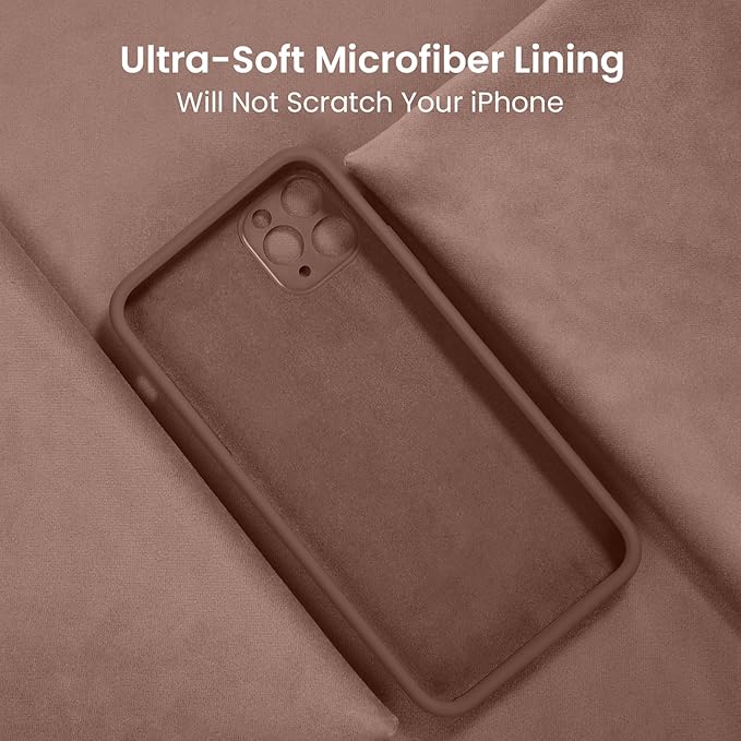 FireNova Designed for iPhone 14 Pro Max Case, Silicone Upgraded [Camera Protection] Case with [2 Screen Protectors], Soft Anti-Scratch Microfiber Lining Inside, 6.7 inch, Light Brown